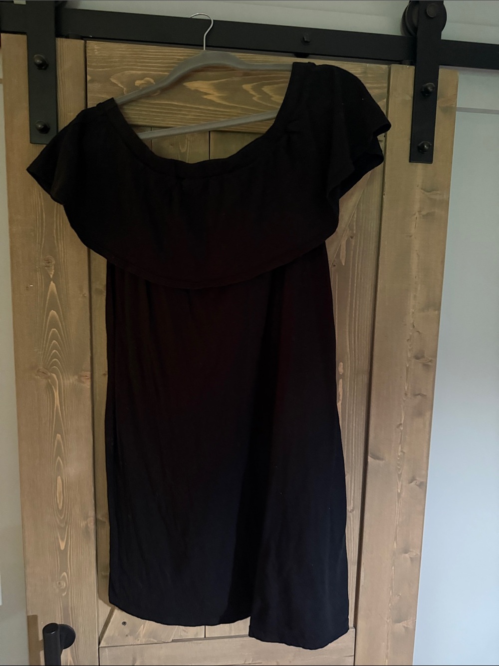 Velvet by Graham & Spencer Black Off-Shoulder Ruffle Dress